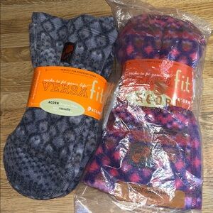 2x NEW $21 MSRP Acorn Comfort Versafit Fleece Socks Size Small in Charcoal Cable